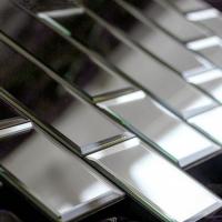 Зеркальные серебряные прямоугольные плитки с фацетом 10 мм.